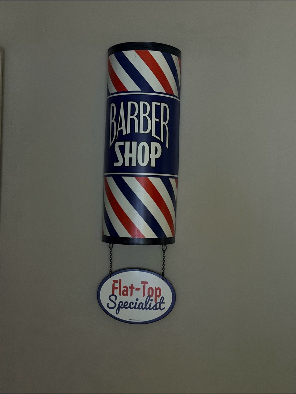 Open Roads Barber Shop Wall Sign - Red, White & Blue